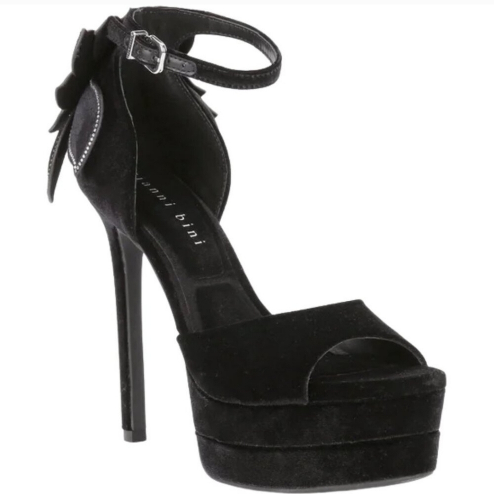 Gianni Bini Karmello Velvet Flower Ankle Strap Platform Dress Sandals